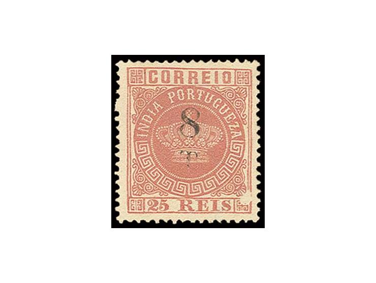 8 T on 25 r. rose with plate flaw at lower right, unused, very fine, sign. Brun (AF no. 107)