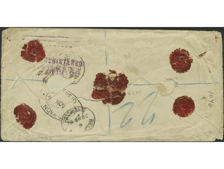 8 T on 40 r. blue with 4 T on 50 r. green and 2 T on 100 r. lilac, tied to registered envelope from "NOVA-GOA 5 NOV 81" via L