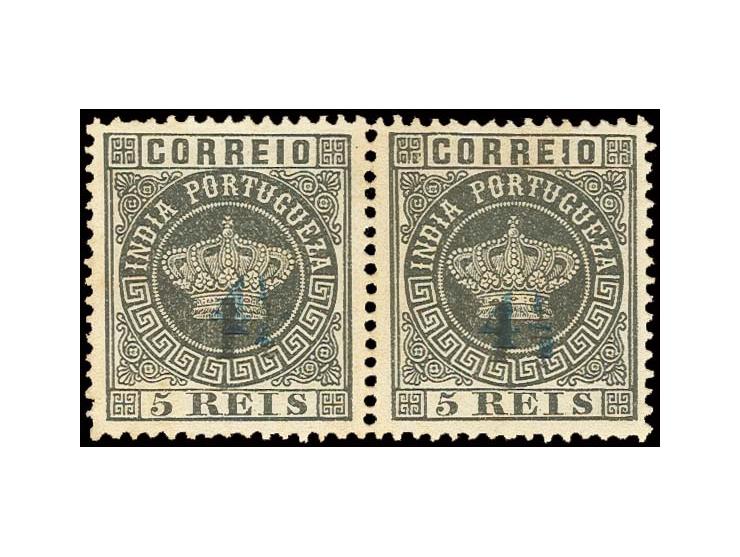 4½ on 1½ on 5 r., horitzontal pair, unused, fine (AF no. 112)