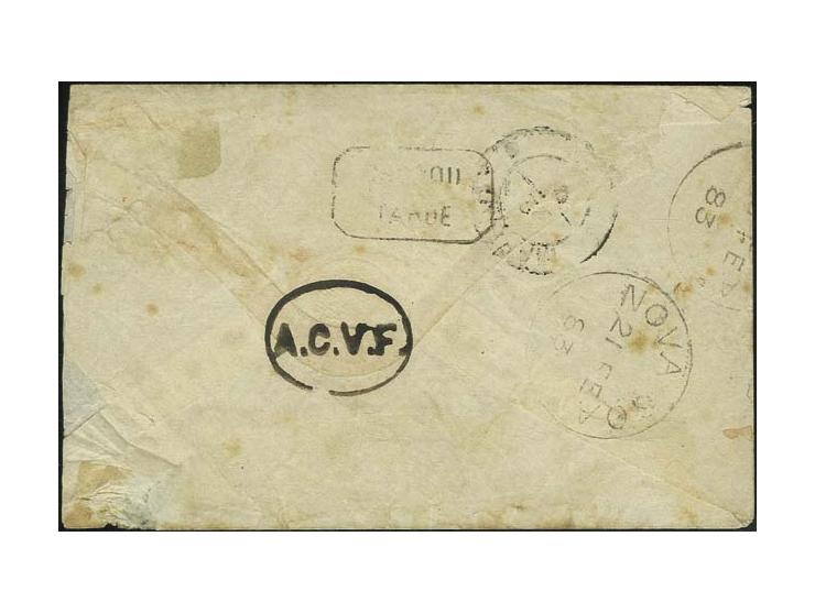 4½ on 1½ on 5 r. black, tied to envelope from "NOVA GOA 21 FE 83" to Margao with arrival mark and boxed "CHEGOU TARDE" on rev