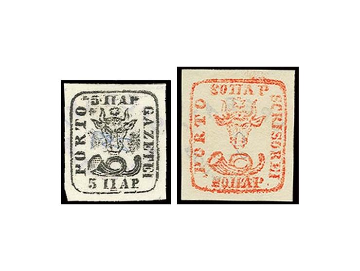 5 par. black and 80 par. vermilion, Sperati forgeries, BPA-signatures