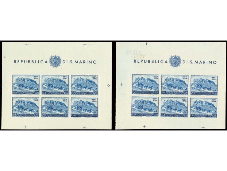 1950, UPU 200 l. blue, both miniature sheets, unused, stamps never hinged