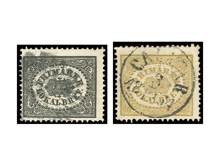 1856, local stamp black and 1862, yellow-brown, used, fine (Mi. 760,-)