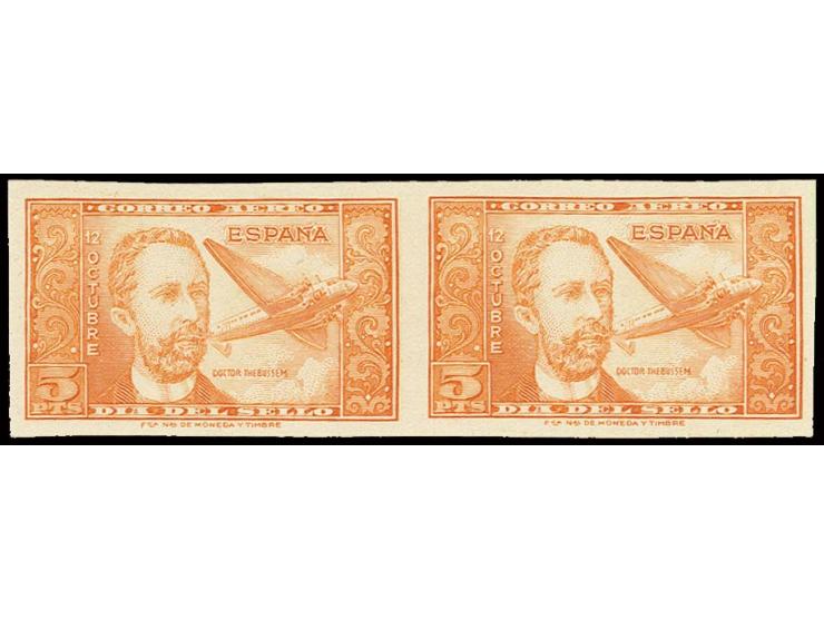 5 pts. in unissued brownish-orange, imperforated horizontal pair, unhinged mint, fine and rare, opinion Graus for split-up st