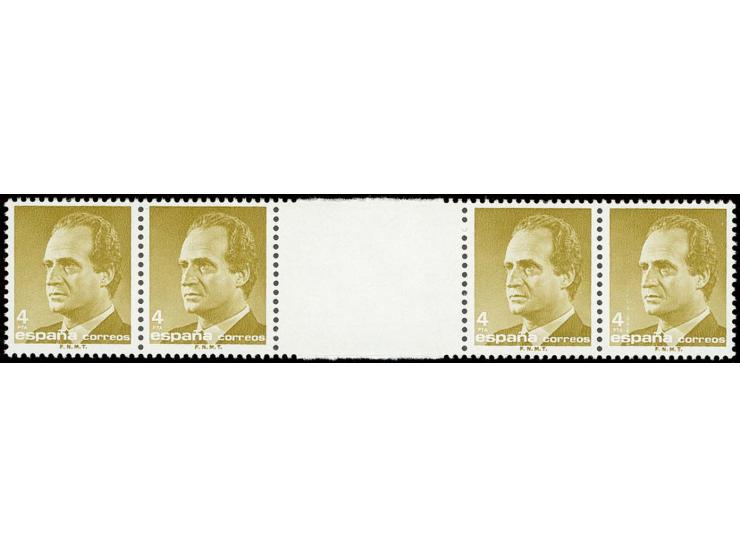 1986, Juan Carlos 4 pts., horizontal gutter strip of 4, unhinged mint, very scarce