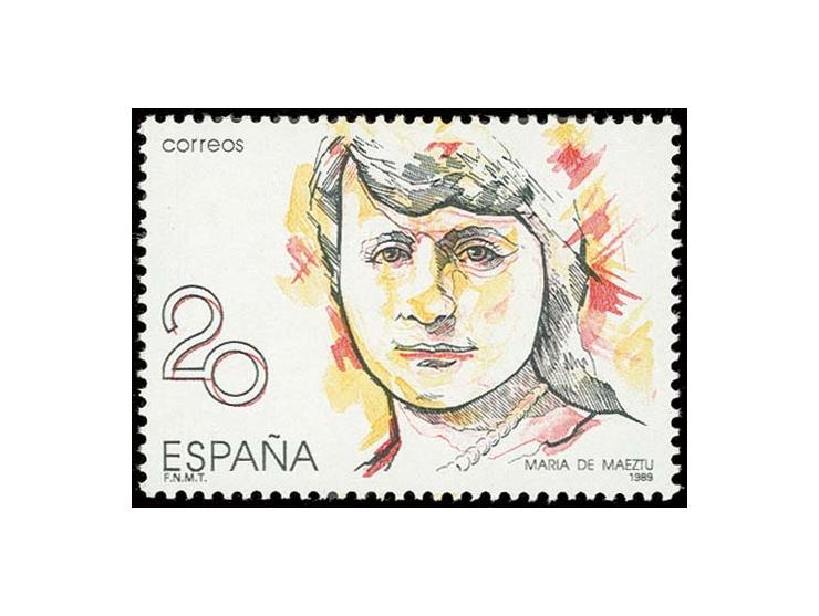 1989, Maria de Maeztu 20 pts. with blue colour missing, unhinged mint, fine and scarce