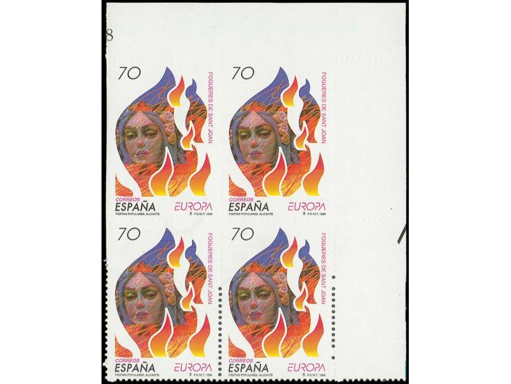 1998, CEPT 70 pts., block of 4 from the upper right sheet corner, 2 stamps each imperforated resp. partly perforated, unhinge