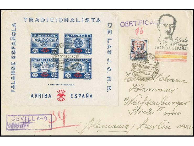 ditto, same souvenir sheet in blue/red on similar cover