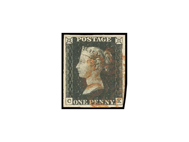 Plate 1b: CK, clear margin at bottom right, otherwise wide margins, red MC, very fine