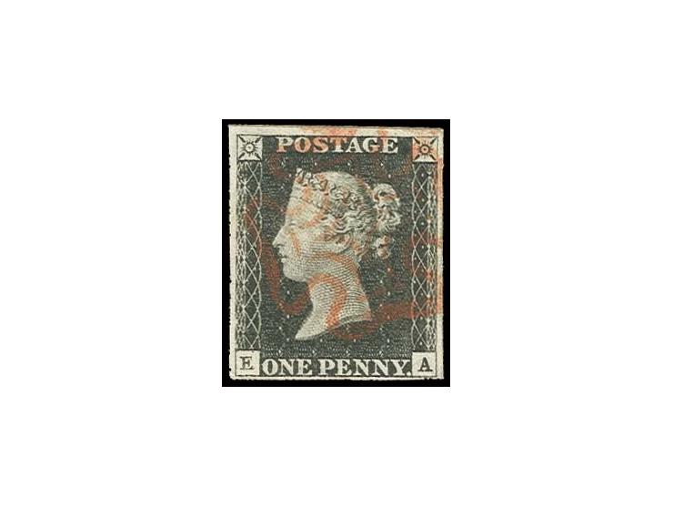 EA with double letter, good to wide margins, central red MC, fine