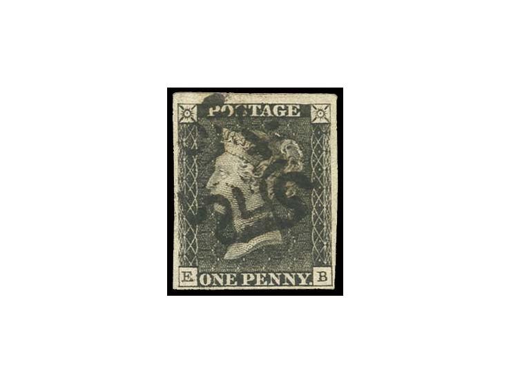 Plate 5: EB, double letter, good to wide margins, black MC, very fine