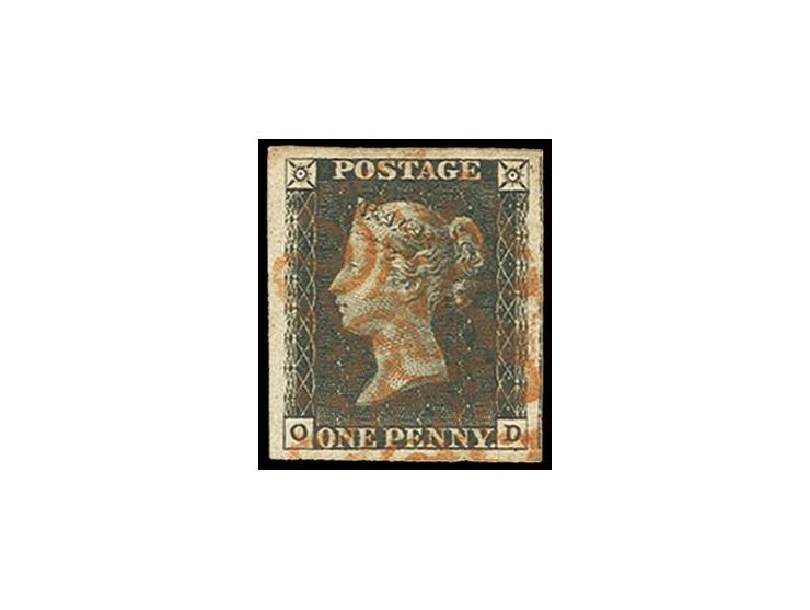 OD, large margins with small part of adjoining stamp at right, clear red MC, very fine