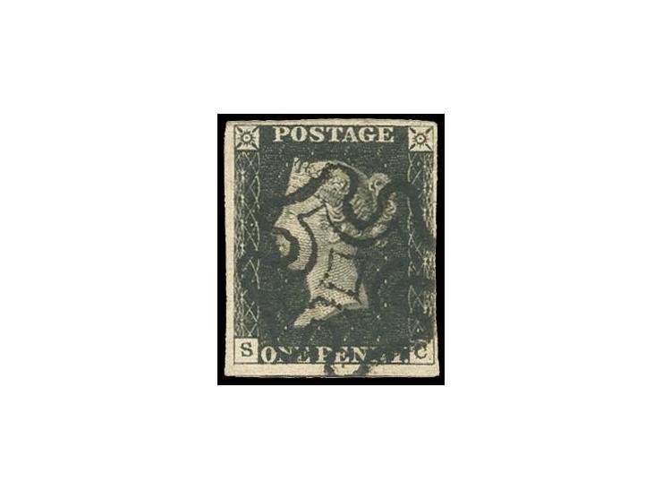 SC, clear to wide margins with part of adjoining stamp at bottom, clear black MC, fine/very fine