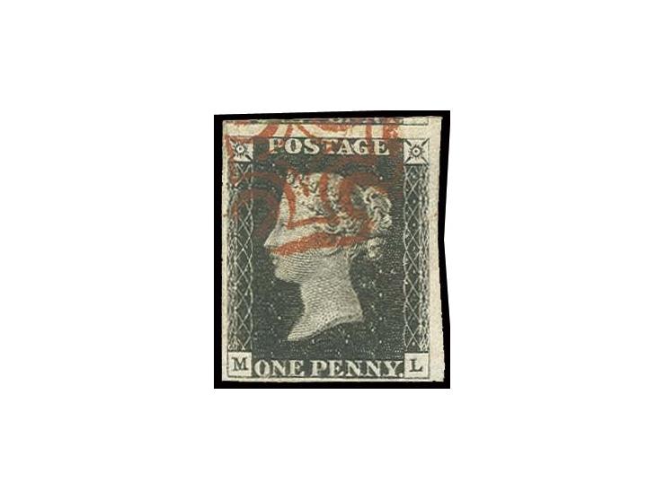 ML, good to wide margins with part of adjoining stamp at top and small sheet margin at right, clear brownish red MC, extremel