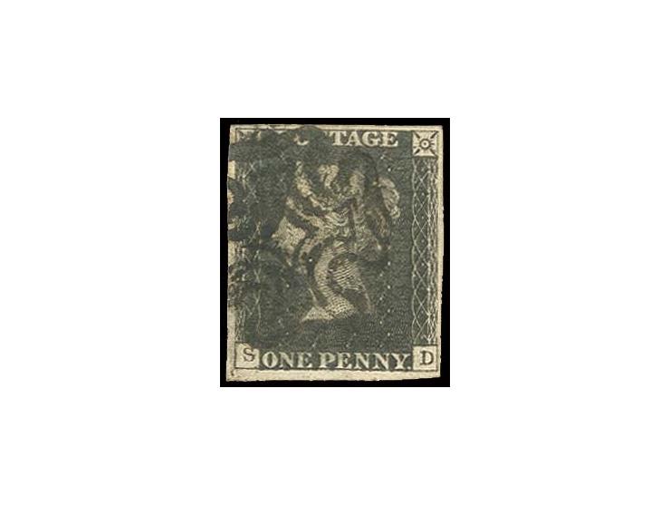 SD, greyish black with roller flaw in North-East corner, good to wide margins, clear black MC; a very fine copy of this rare 