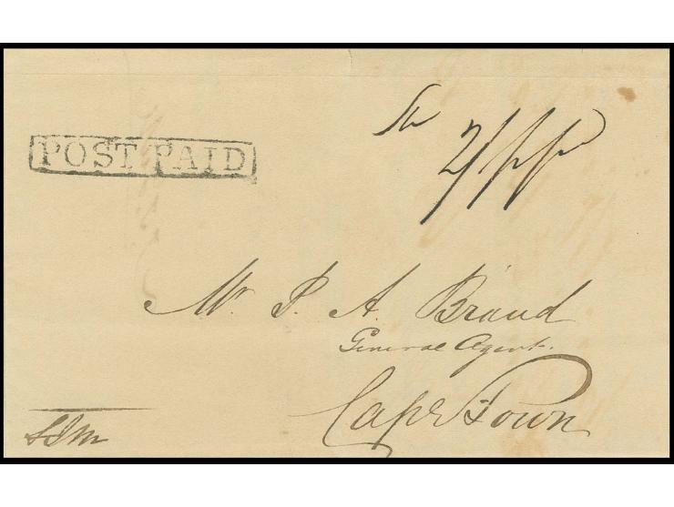 1840, "POST PAID", boxed handstamp on entire letter from Graaf Reinet to Cape Town