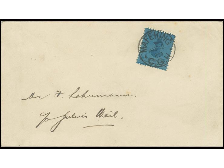 MAFEKING: 1900, Baden-Powell 3 d. deep blue on blue, tied by clear date stamp "MAFEKING AP 12 1900" to local cover, adressed 