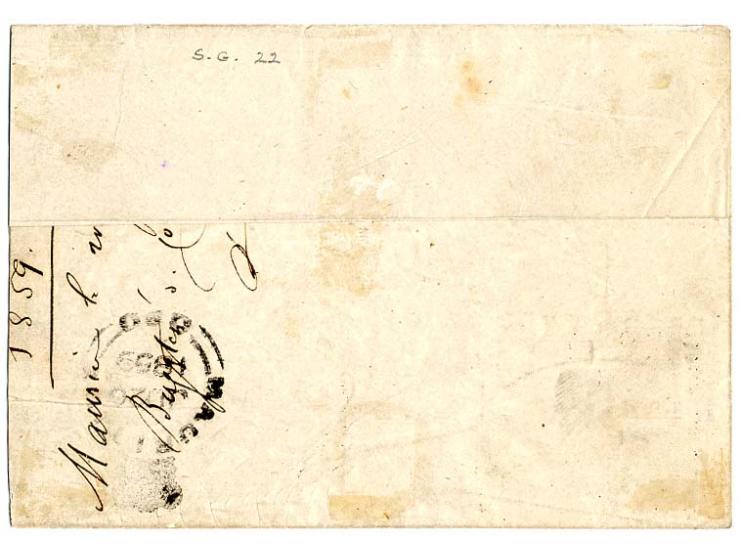 worn impressions: 1 d. red-brown on grey, 2 single copies, both with full to mostly wide margins, tied by target cancel to le