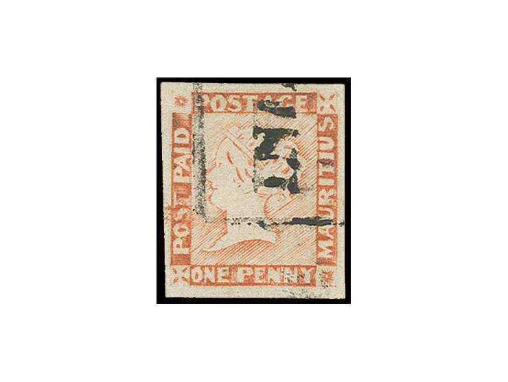 1 d. red on bluish, nice colour, good to wide margins, cancelled by boxed "INLAND", very fine, certificate Sismondo