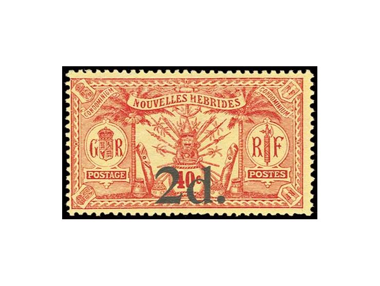 1920, 2 d. on 40 c. without watermark, unused, gum with traces of colour