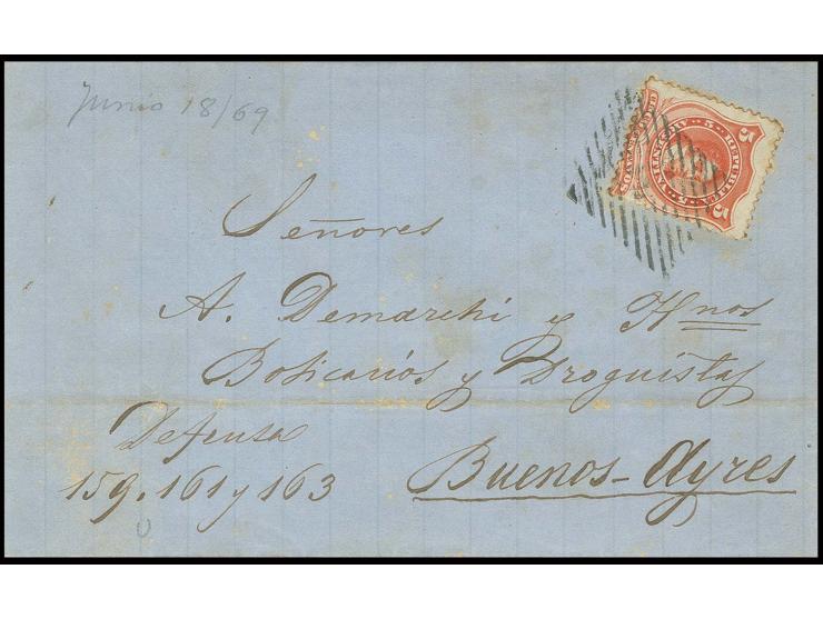 OCCUPATION OF PARAGUAY: "H" HUMAITA, clear strike on 1867/74, 5 c. vermilion on lettersheet dated 18.6.1879 to Buenos Aires; 