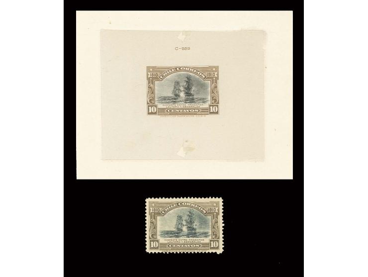 10 c. red-sepia-brown/black completed die proof in issued colours, file number C-939, slight imperfections, in addition the n