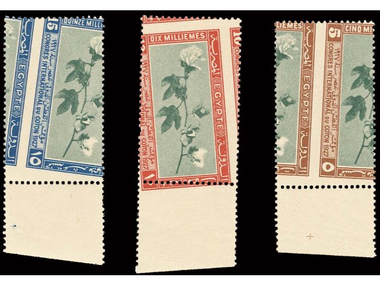 1927, Cotton Congress 5-15 m. with oblique perforation, marginal copies, unhinged mint