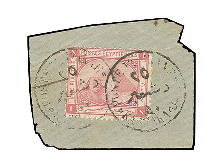 "KASSALA", 2 clear strikes in black on 1 pia. rose on piece, fine, opinion Holcombe