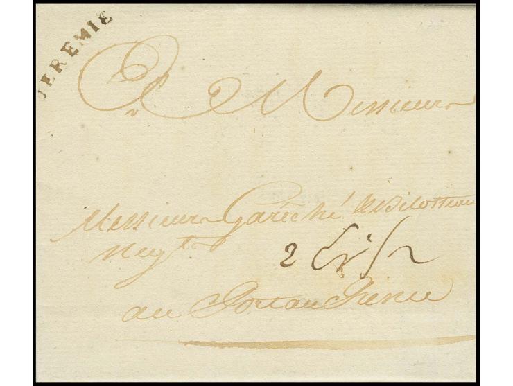  "JEREMIE", bowed straight-line, clear on on entire letter to Port-au-Prince, very fine and rare