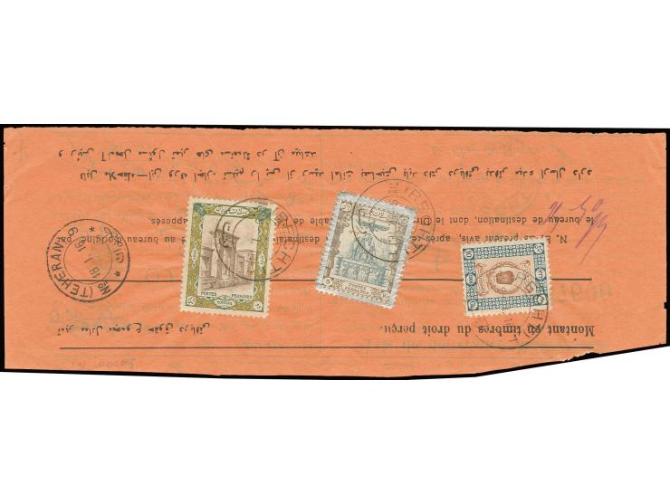 2 t., 5 kr. and 10 ch. tied by cds. of Recht to Barnameh to Teheran