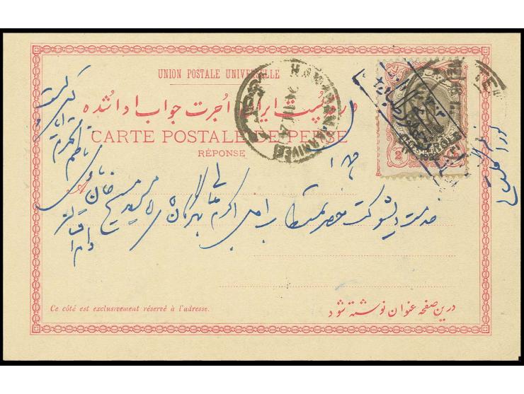 "Censor of the Republic of the West", clear boxed censor mark on Ahmed Schah "CONTROLE 1922" 2 ch. used on reply part of Muza