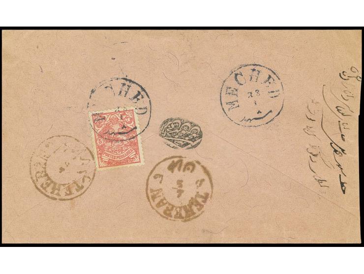 "MECHED 23 1", cds. in blue on lion 5 ch. rose on reverse of cover
