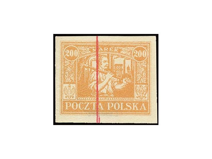 1923, Bergmann 200 M. ungezähnt mit rotem Annulierungsstrich, ohne Gummi, Kabinett, sign. Schmutz und Befund Gruber BPP
