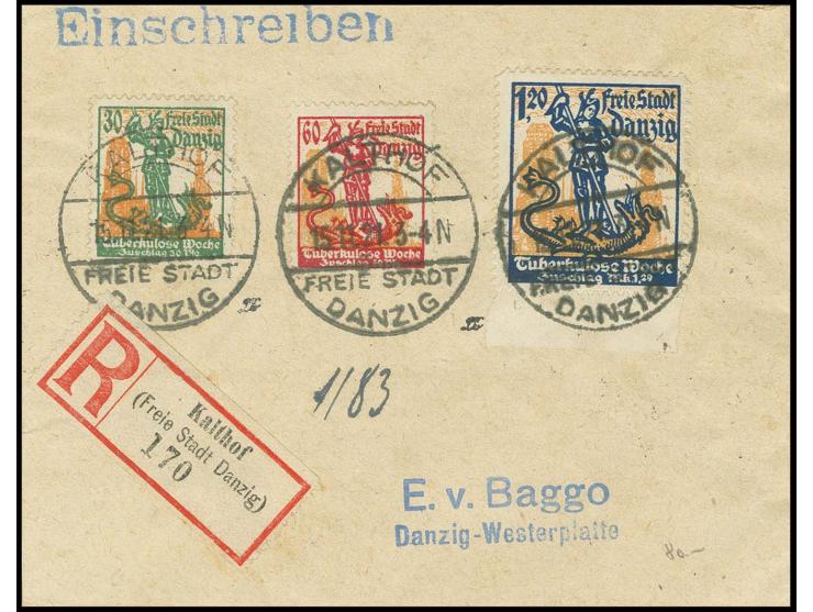30 Pfg.-1,20 M. mit Stempel "KALTHOF 15.11.21" auf kleinformatigem R-Brief an Baggo, Pracht, innen sign. Infla