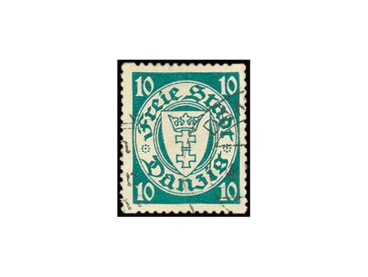 1938, Wappen 10 Pfg. mit Rollenzähnung, waagerechte Gummiriffelung, gestempelt mit Werbestempel, tadellos, Fotobefund Soeckni
