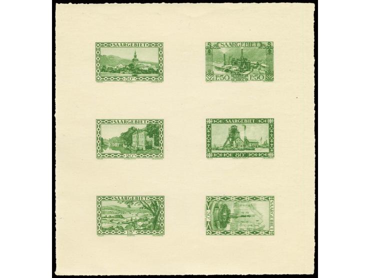 1926, Landschaften, Probedruck-Kleinbogen mit 6 Werten ex 15 C.-1,50 Fr. in gelblichgrün, postfrisch, sign. Hoffmann BPP