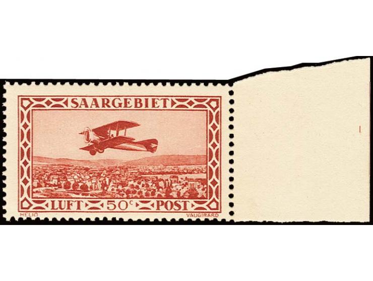 1928, Flugpost 50 C., Nachauflage, postfrisch vom rechten Bogenrand, Fotobefund Geigle BPP (Mi. 400,-)