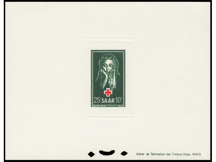 1951, Rotes Kreuz 25 Fr. als Ministerblock auf Kartonpapier, ohne Gummi wie verausgabt