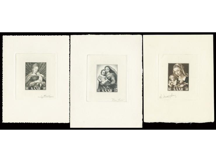 Madonna 5-15 Fr. kpl. als epreuve d'artist im Blockformat auf Kartonpapier (Hochformat), ohne Gummi wie verausgabt, 2 Stück i