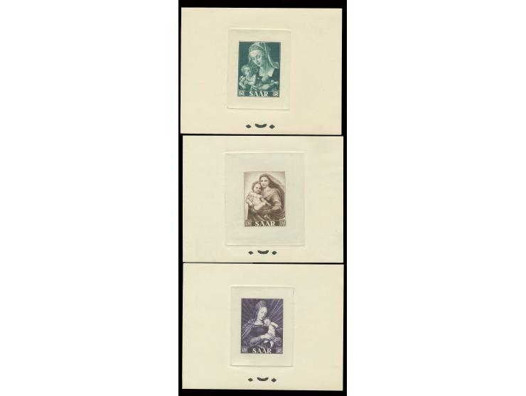 Madonna 5-15 Fr. kpl. als epreuve d'artist im Blockformat auf Kartonpapier, ohne Gummi wie verausgabt, verschiedene Farben