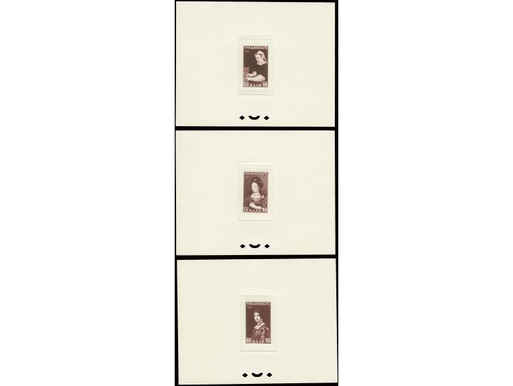 5-15 Fr. kpl. als epreuve d'artist in braun im Blockformat auf Kartonpapier, ohne Gummi wie verausgabt