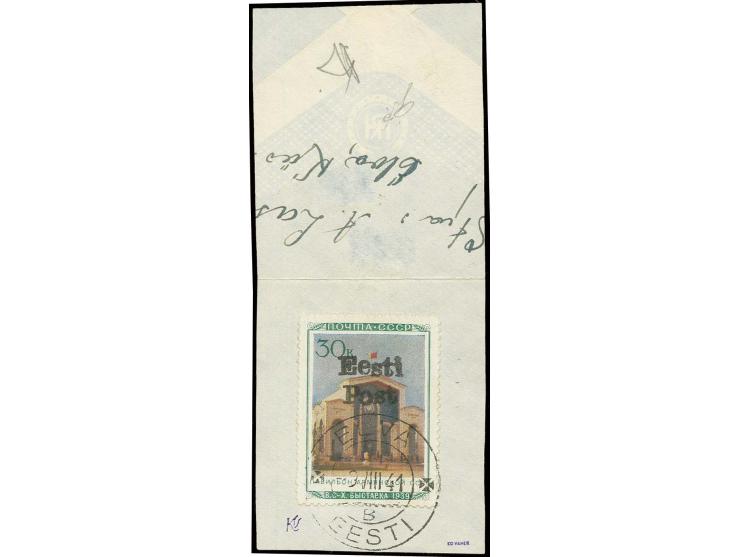 Armenische SSR 30 K. mit sauberem Stempel "ELVA B -9 VIII 41" auf Briefstück, rückseitig als Absender "A. Lassur" - ein bekan