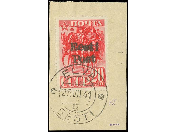 20 K. mit sauberem Stempel "ELVA B 25 VII 41" auf Briefstück, Kabinett, es handelt sich hierbei um das erste und einzig bekan