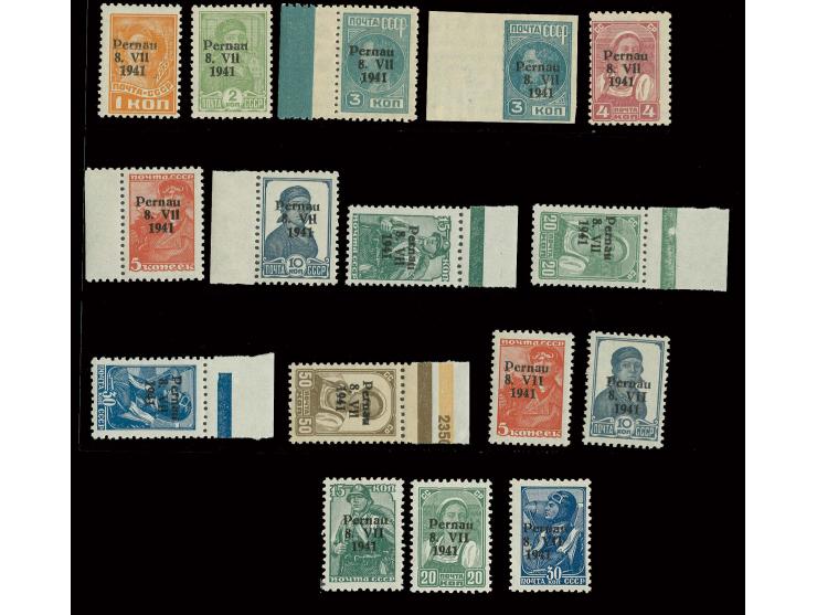 1941, 1-50 K. Aufdrucktype II kpl. und 4-30 K. Aufdrucktype I kpl., postfrisch, Pracht, Aufdrucktype I und Mi.-Nr. 3 II A sig