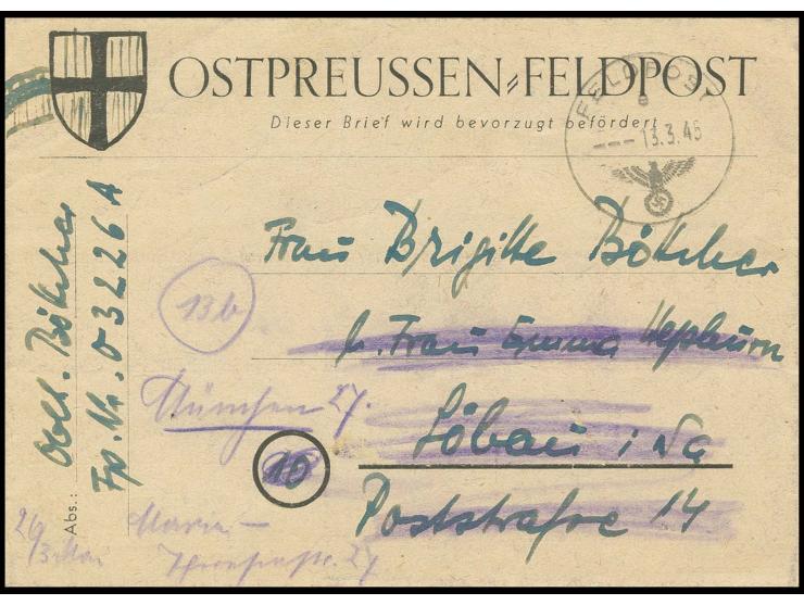 Vordruck-Faltbrief mit Normstempel "e 13.3." und Absendervermerk mit Feldpostnummer "03226 A" sowie rückseitig mit Verschlußs