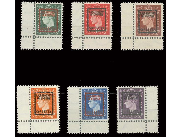 "ST. LUCIA" auf ½ d. -3 d. kpl., alle 2seitig mit Zwischensteg bzw. Bogenrand, ungebraucht ohne Gummi