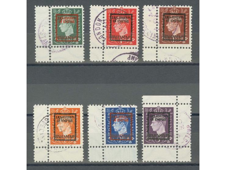 "BAHAMA-IS." auf ½ d. -3 d. kpl., alle 2- bis 3seitig mit Zwischensteg bzw. Bogenrand,  2 d. etwas gestaucht, gestempelt