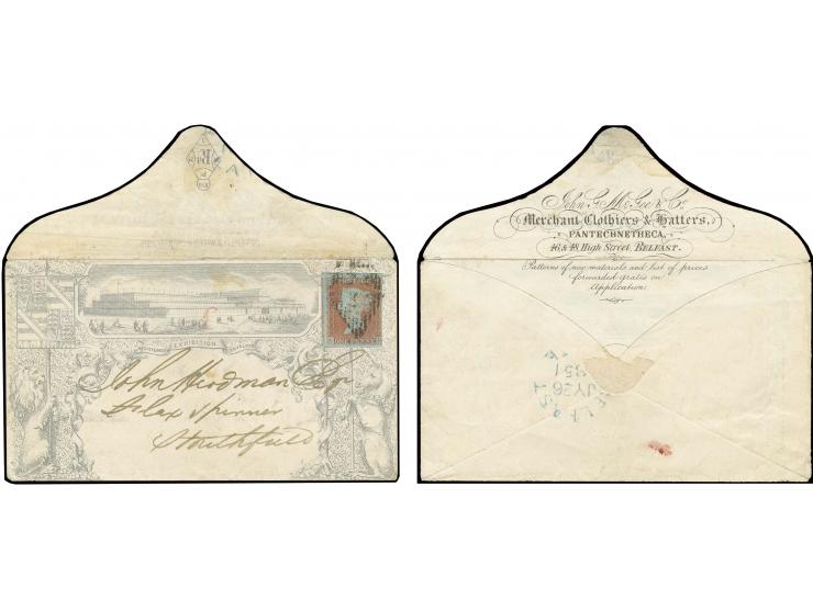 reich illustrierter McGee-Umschlag "REGISTERED EXHIBITION ENVELOPE" mit Abb. des "Crystal Palace", gebraucht mit Freimarke 1 