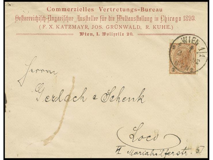 1883, Chicago: österr. Vordruck-Umschlag "Commerzielles Vertretungs-Bureau Österreichisch-Ungarischer Aussteller für die Welt