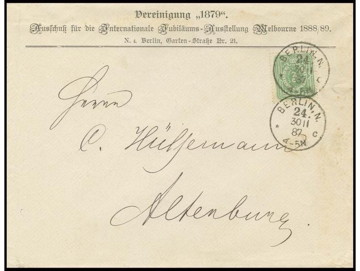 1888, Melbourne: Vorläufer Deutschland, Vordruckbrief "Vereinigung 1879 - Ausschuss für die Internationale Jubiläums-Ausstell